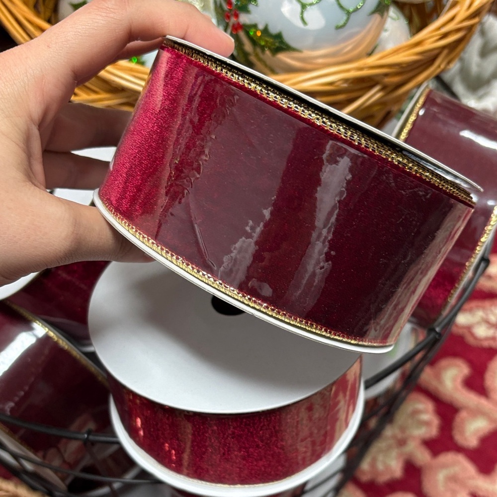 Shiny Red Ribbon with Gold Trim